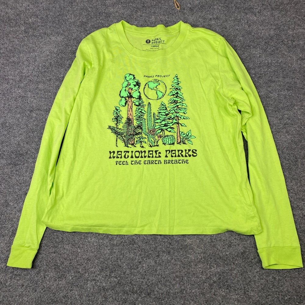 Parks Project National Parks Feel The Earth Breathe Lime Green Long Sleeve Tee L